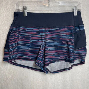 Athleta Women’s XS Striped Running Shorts Navy Multi-Color Polyester Blend